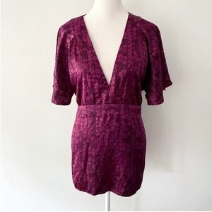 Vintage NY & Co Y2K Satin Flutter Sleeve Peplum Top Women XL Fairy Grunge Femme